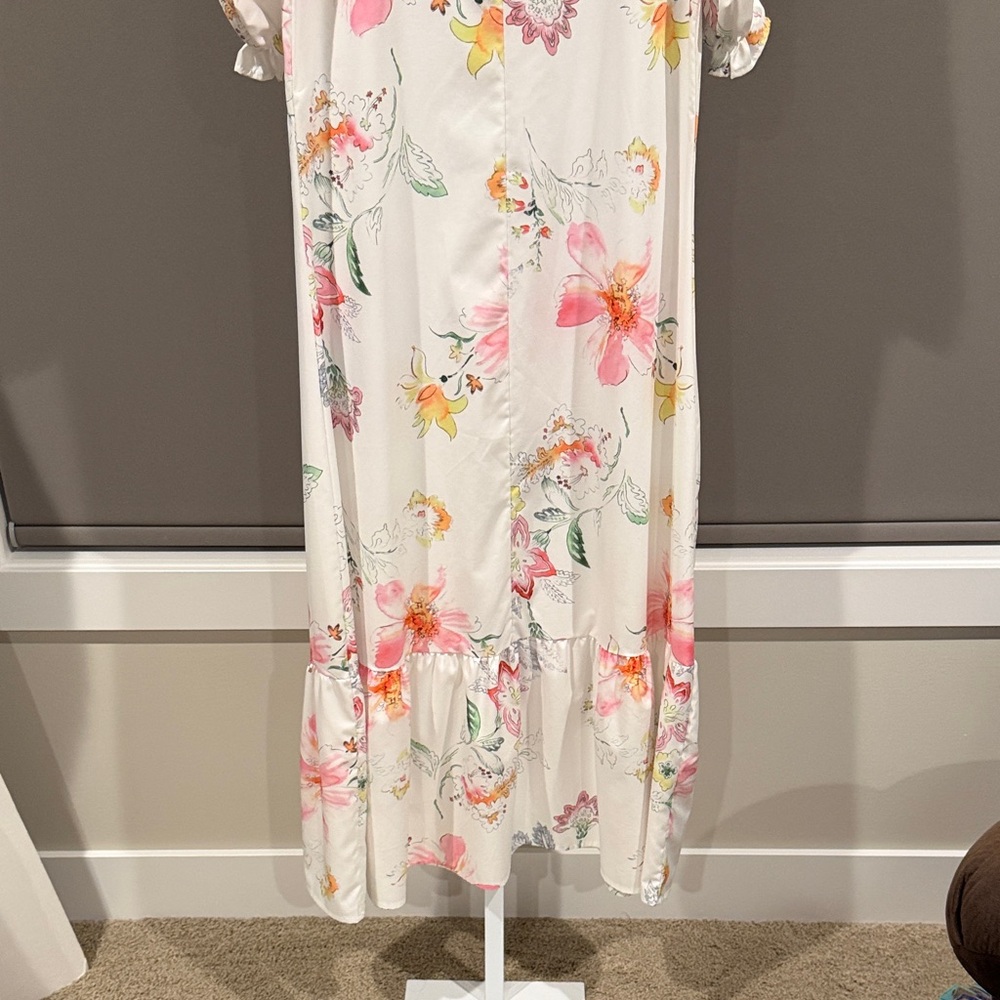 Floral Maxi Dress with Pink & Yellow Blooms - Picture 10 of 11
